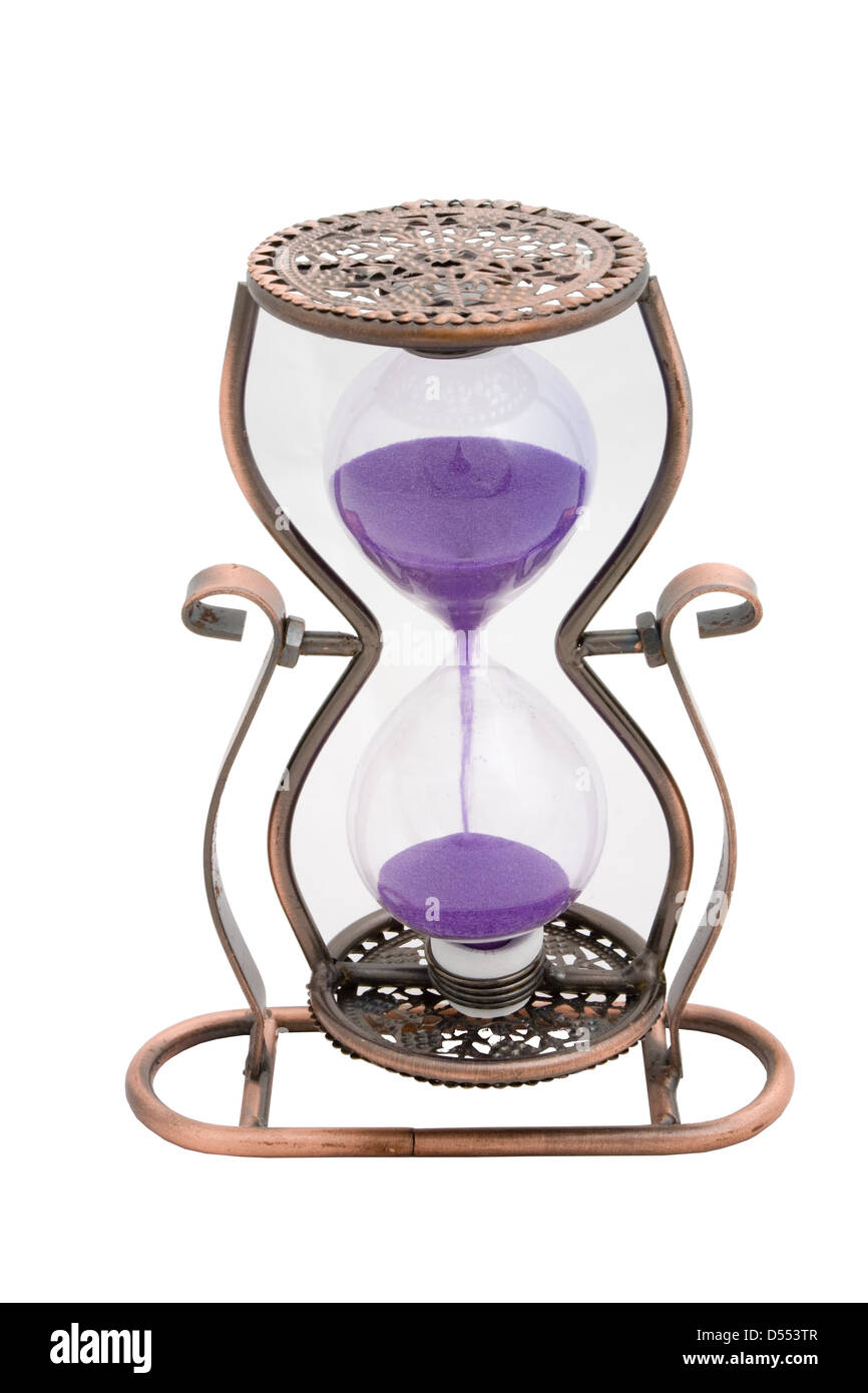 hourglass with purple sand