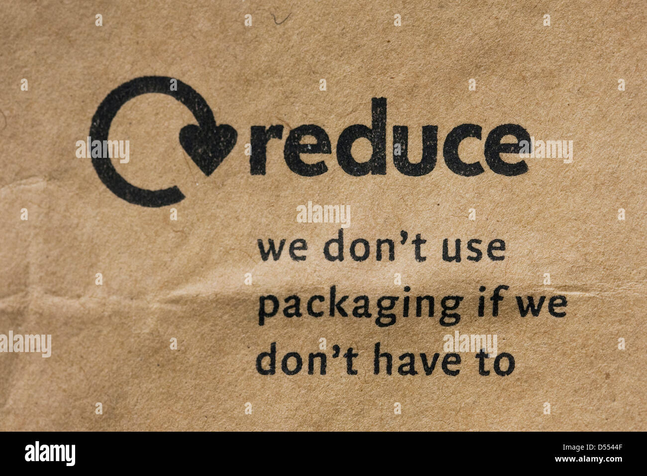 Reduce logo on a brown paper bag. Stock Photo