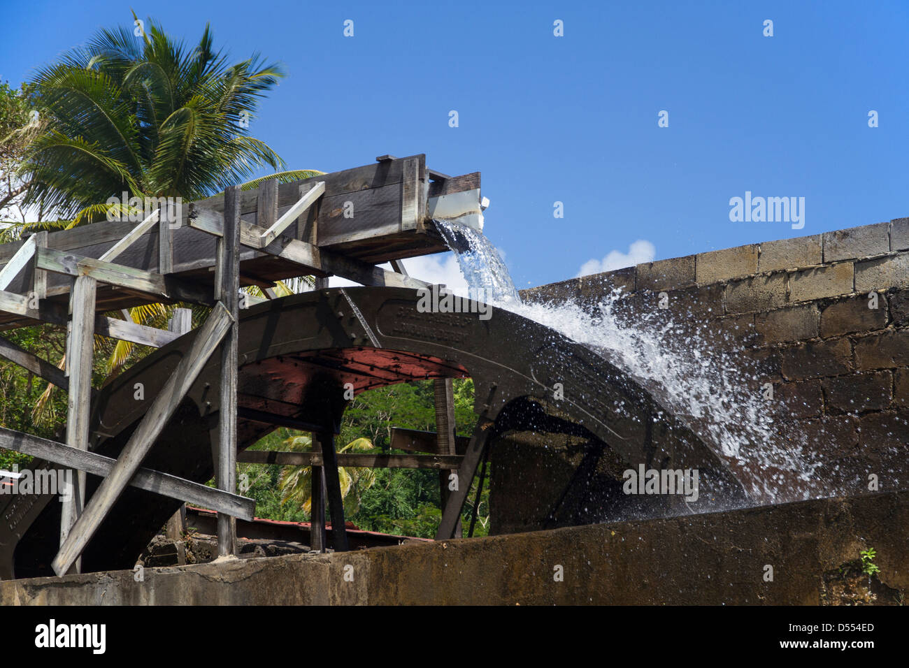 Grenada River Antoine rum distillery, waterwheel Stock Photo 54817685