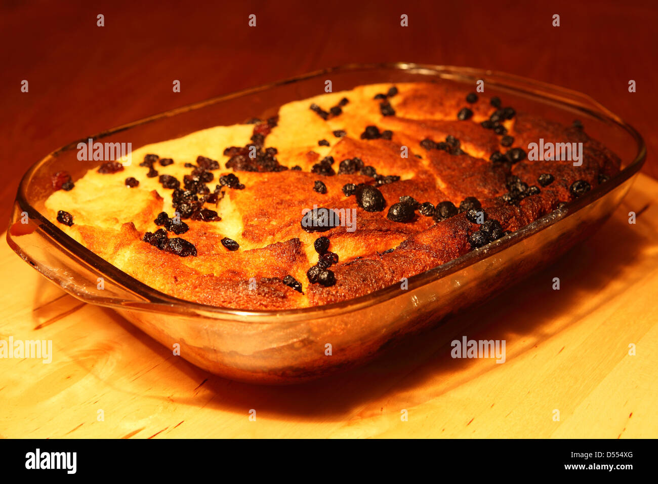 A tray of the classic British dish Bread and Butter Pudding Stock Photo