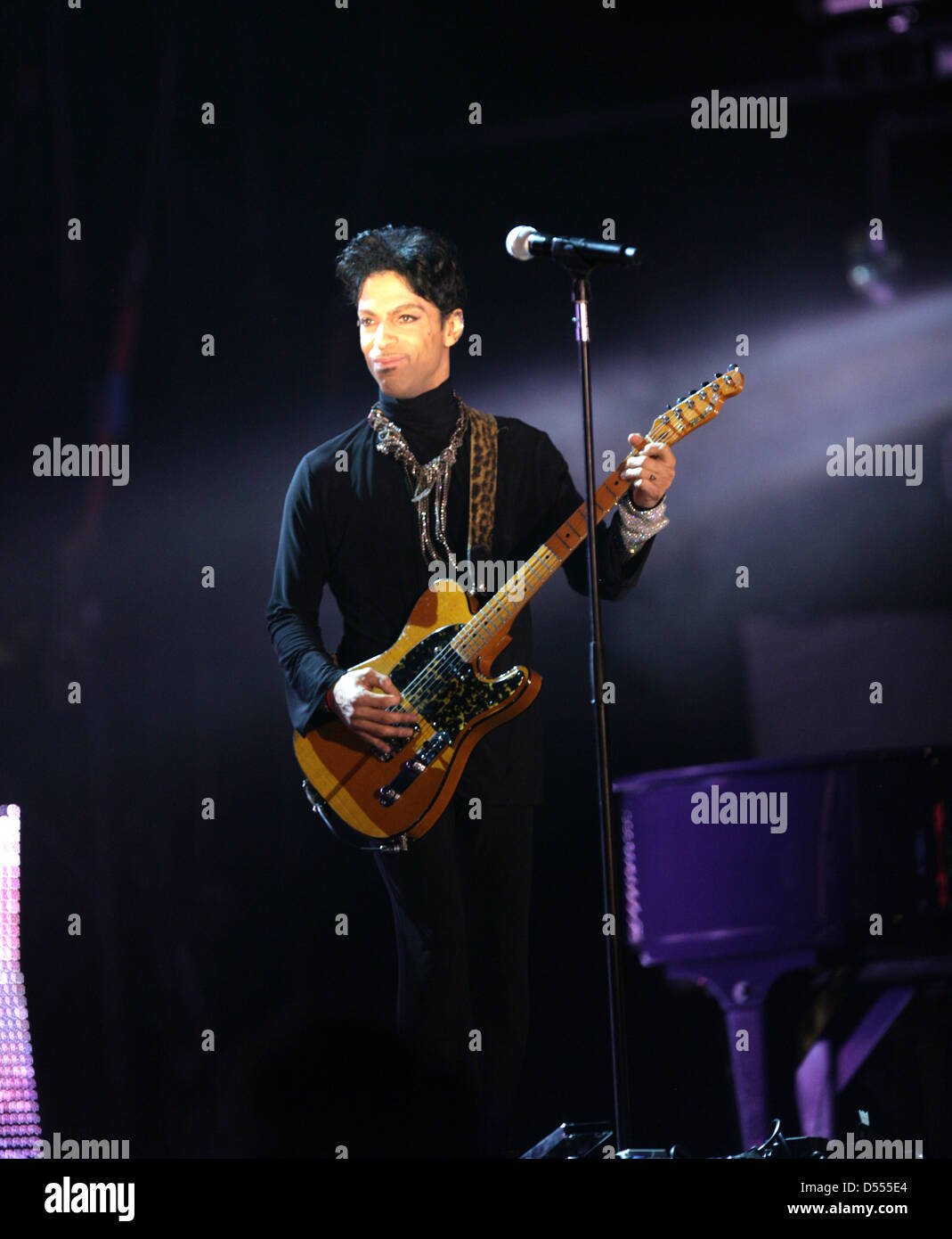 The rock/ pop/ funk musician Prince in concert at the annual Sziget Festival in Budapest, Hungary, on Tuesday, August 9, 2011. Stock Photo