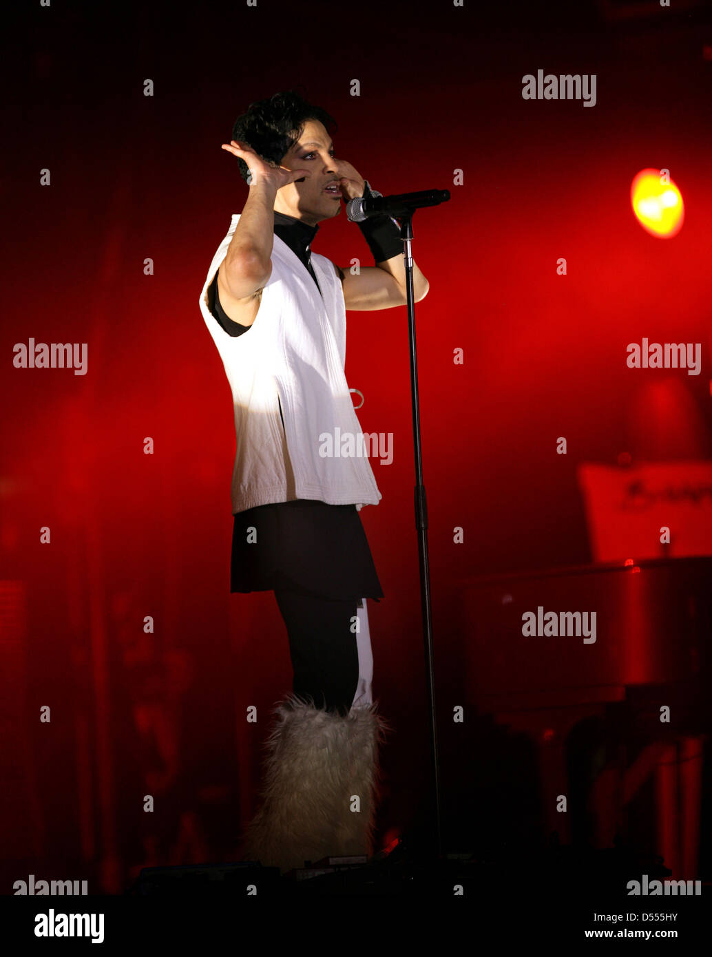 The rock/ pop/ funk musician Prince in concert at the annual Sziget Festival in Budapest, Hungary, on Tuesday, August 9, 2011. Stock Photo