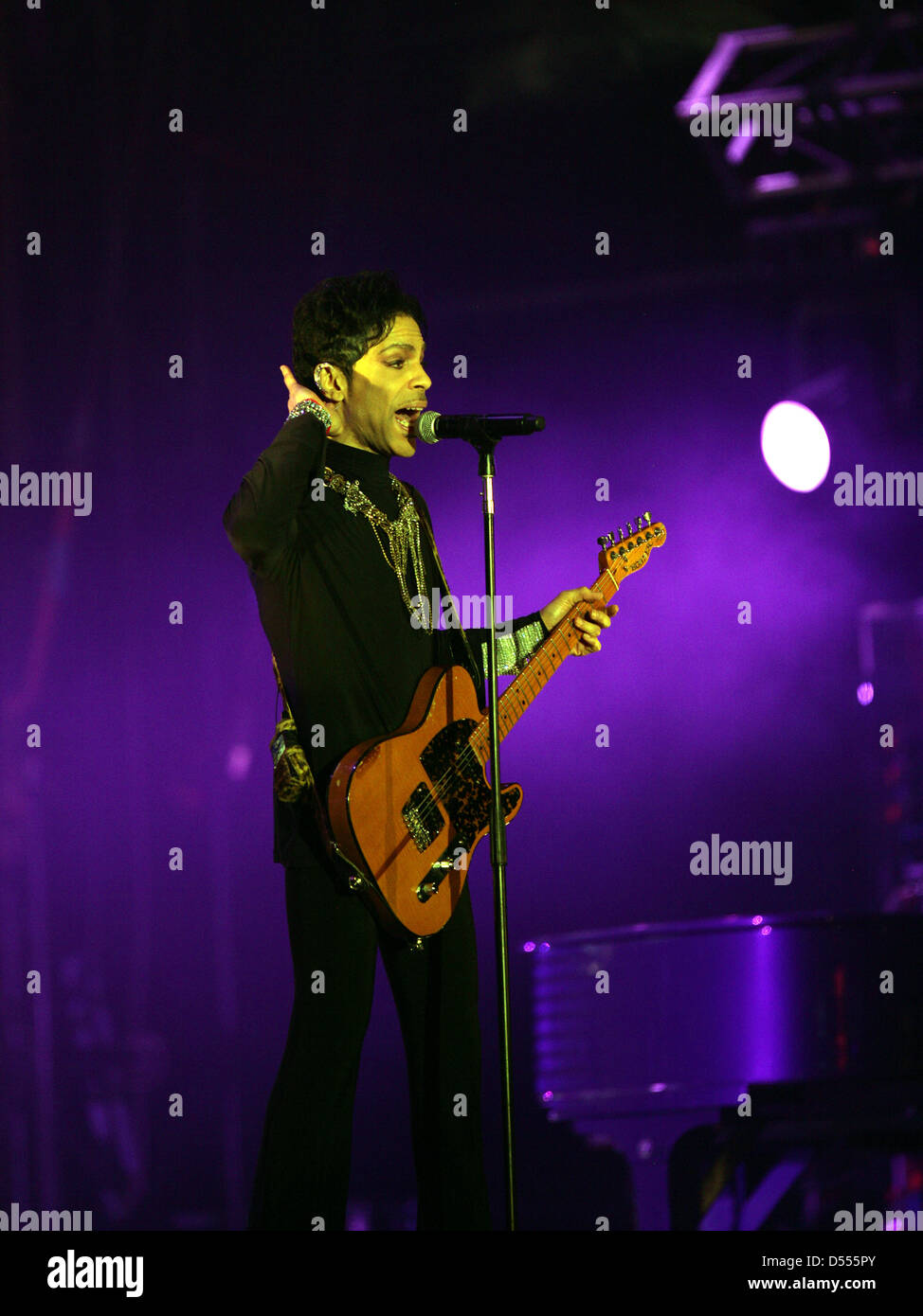 The rock/ pop/ funk musician Prince in concert at the annual Sziget Festival in Budapest, Hungary, on Tuesday, August 9, 2011. Stock Photo