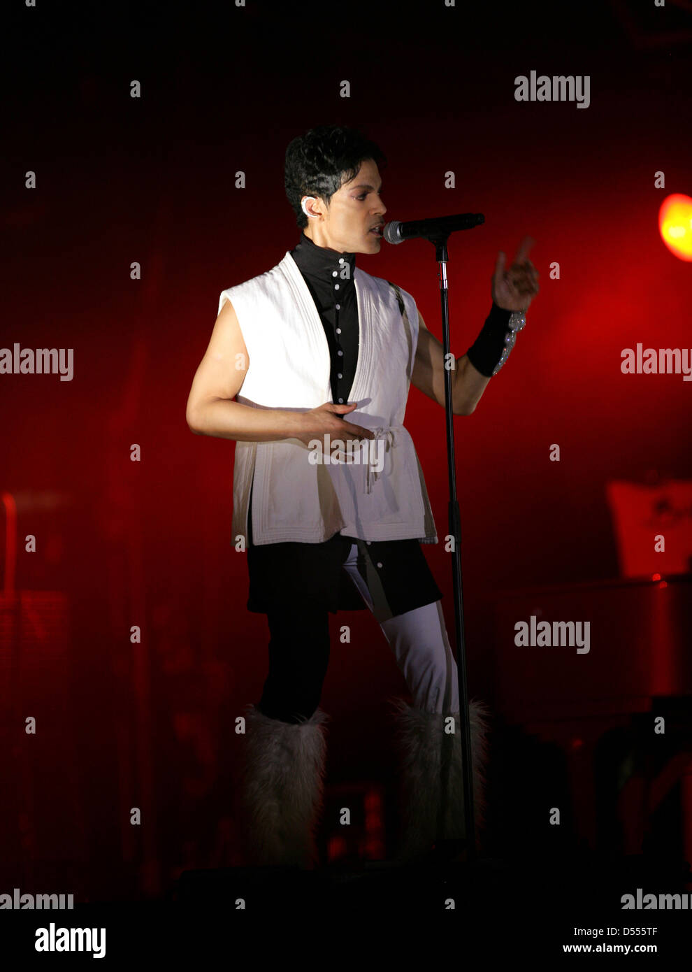 The rock/ pop/ funk musician Prince in concert at the annual Sziget Festival in Budapest, Hungary, on Tuesday, August 9, 2011. Stock Photo