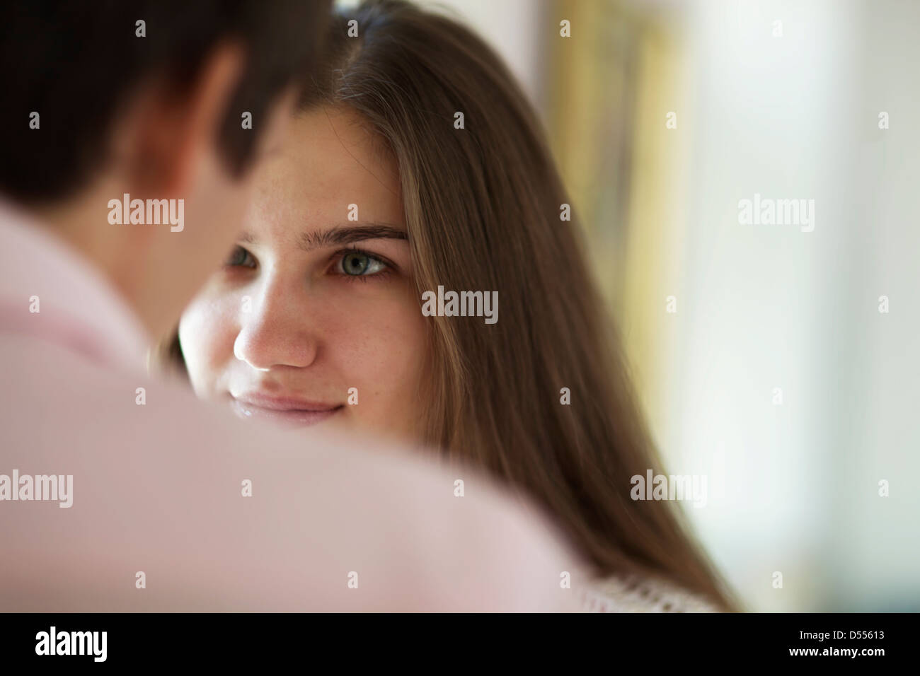 Couple looking into each others eyes Stock Photo Alamy