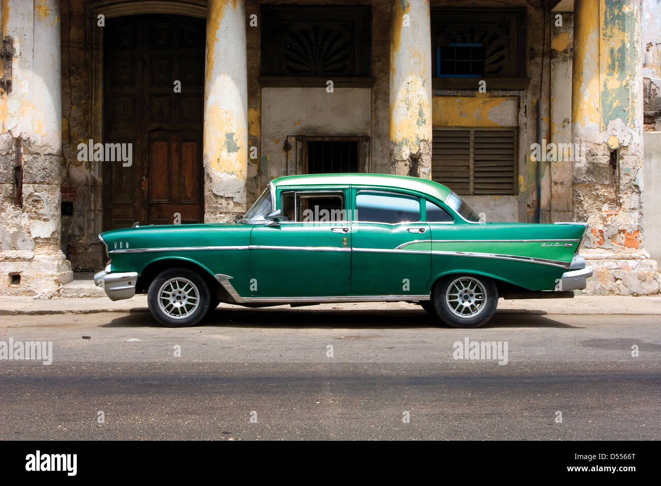 Chevrolet car on the decaying streets of Havana Stock Photo