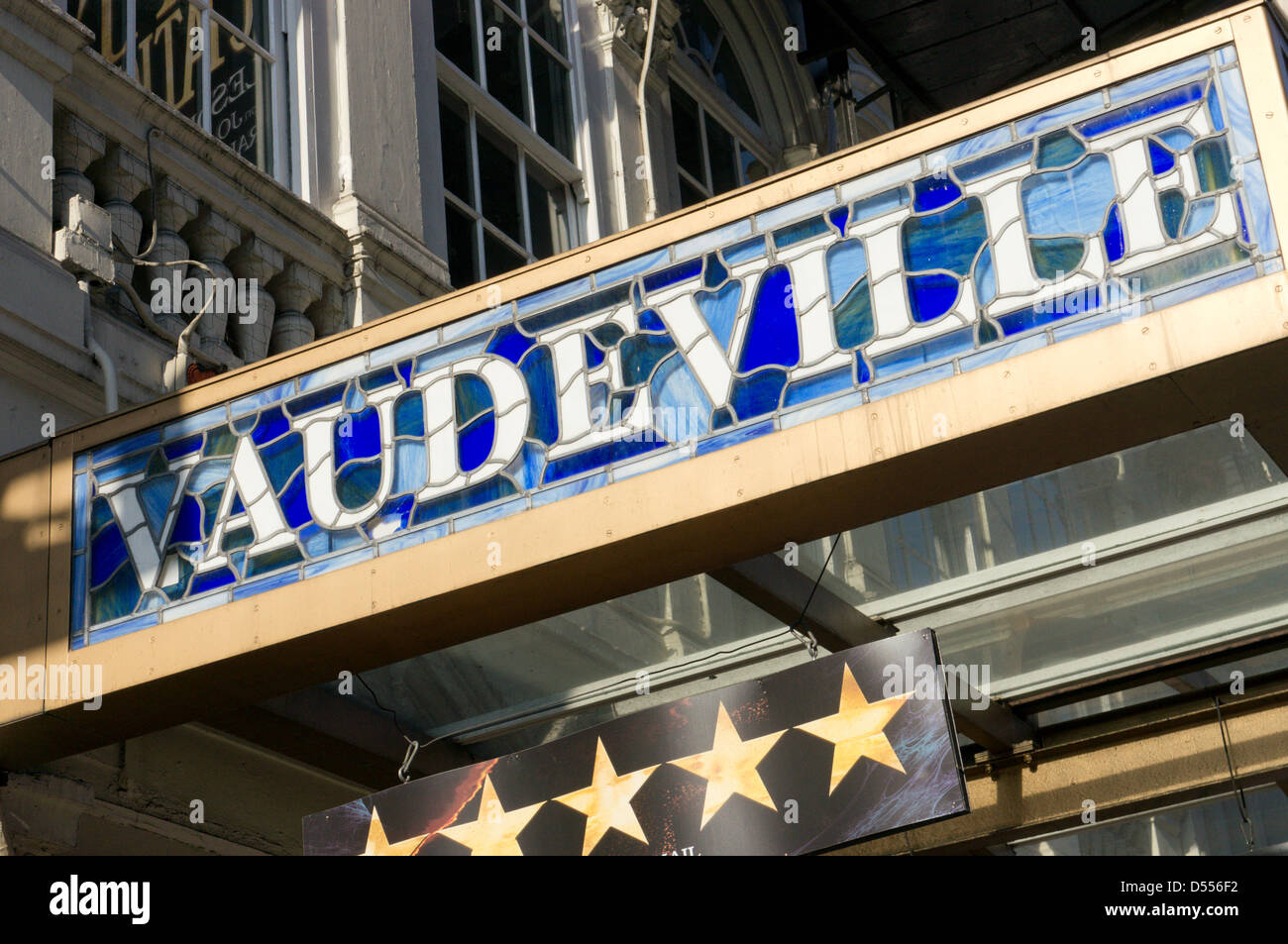 The name of the Vaudeville Theatre over the entrance in The Strand ...