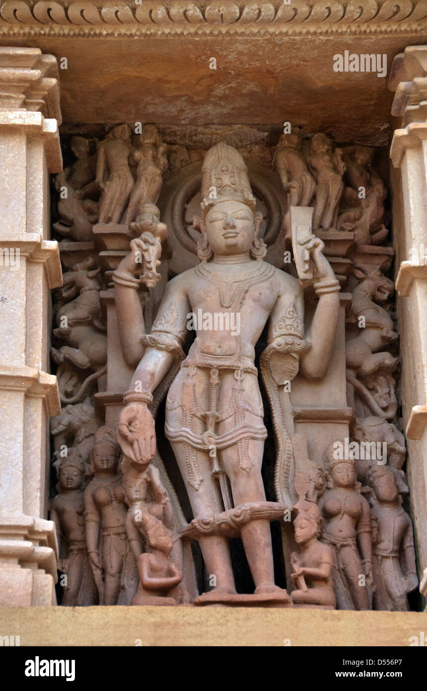 Carvings on Temple walls at Khajuraho AD 930-950 Stock Photo