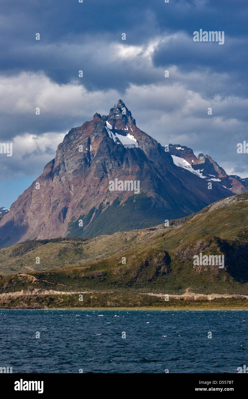 Mountains near Ushuaia and the Beagle Channel, Tierra del Fuego, Argentina Stock Photo