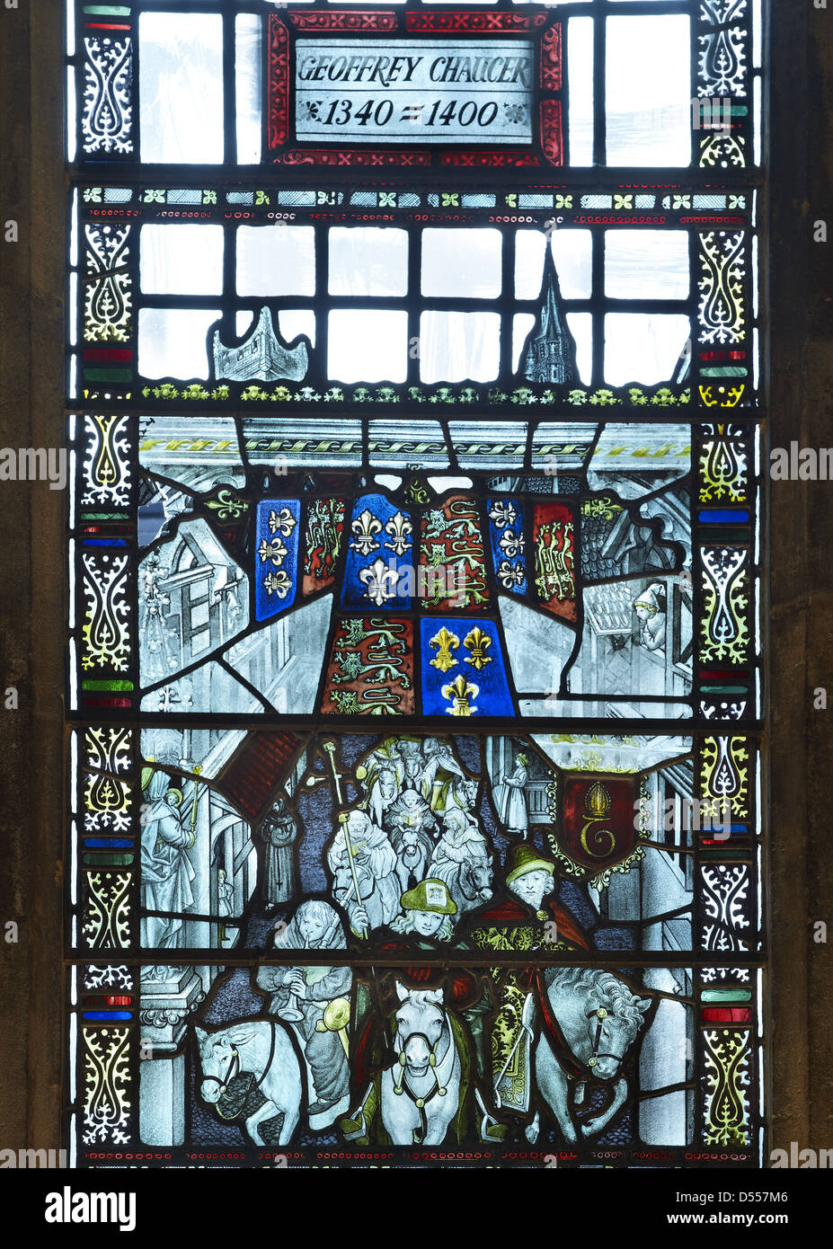 Southwark Cathedral Chaucer window Stock Photo