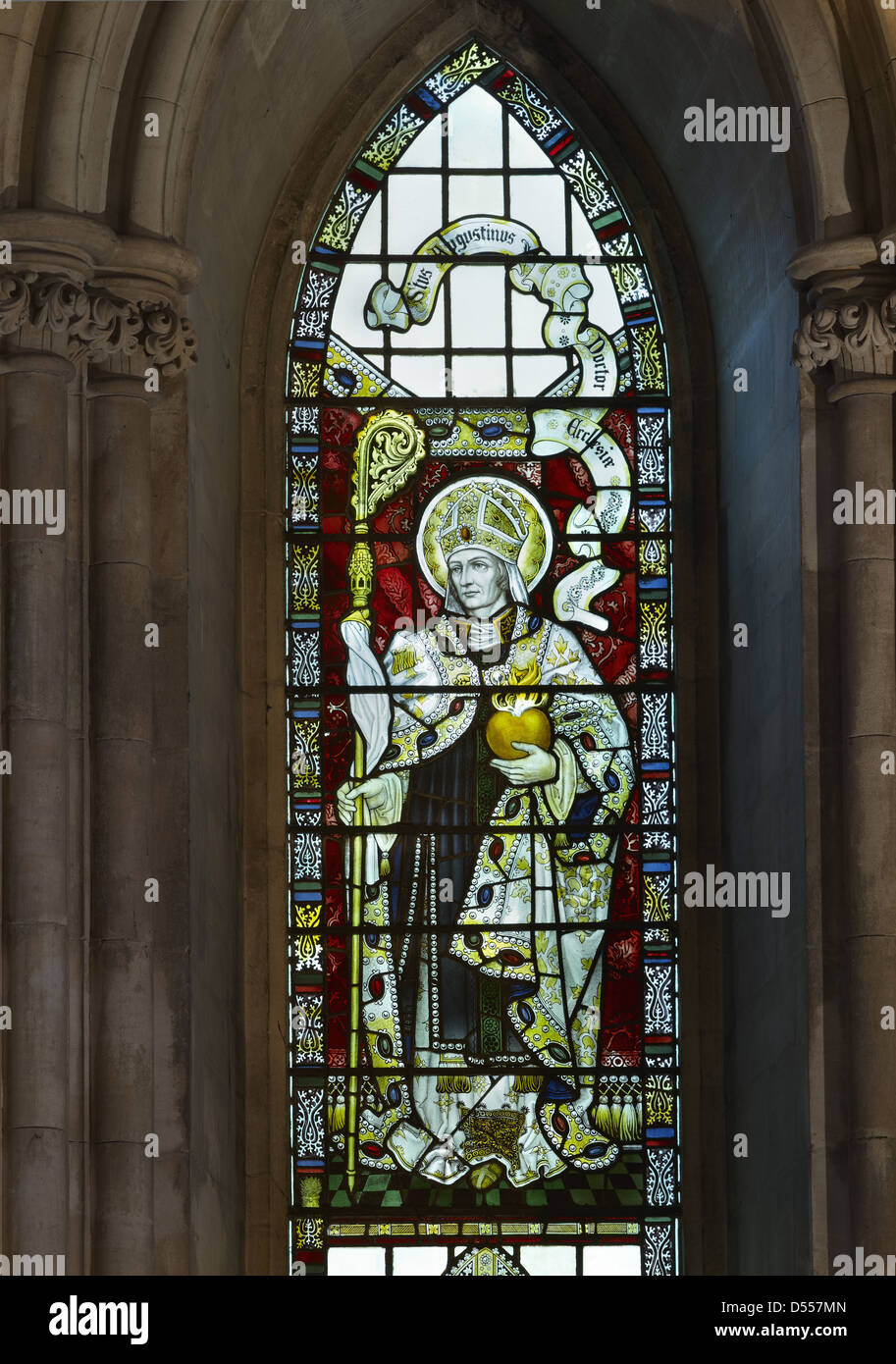 Southwark Cathedral St Augustine window Stock Photo