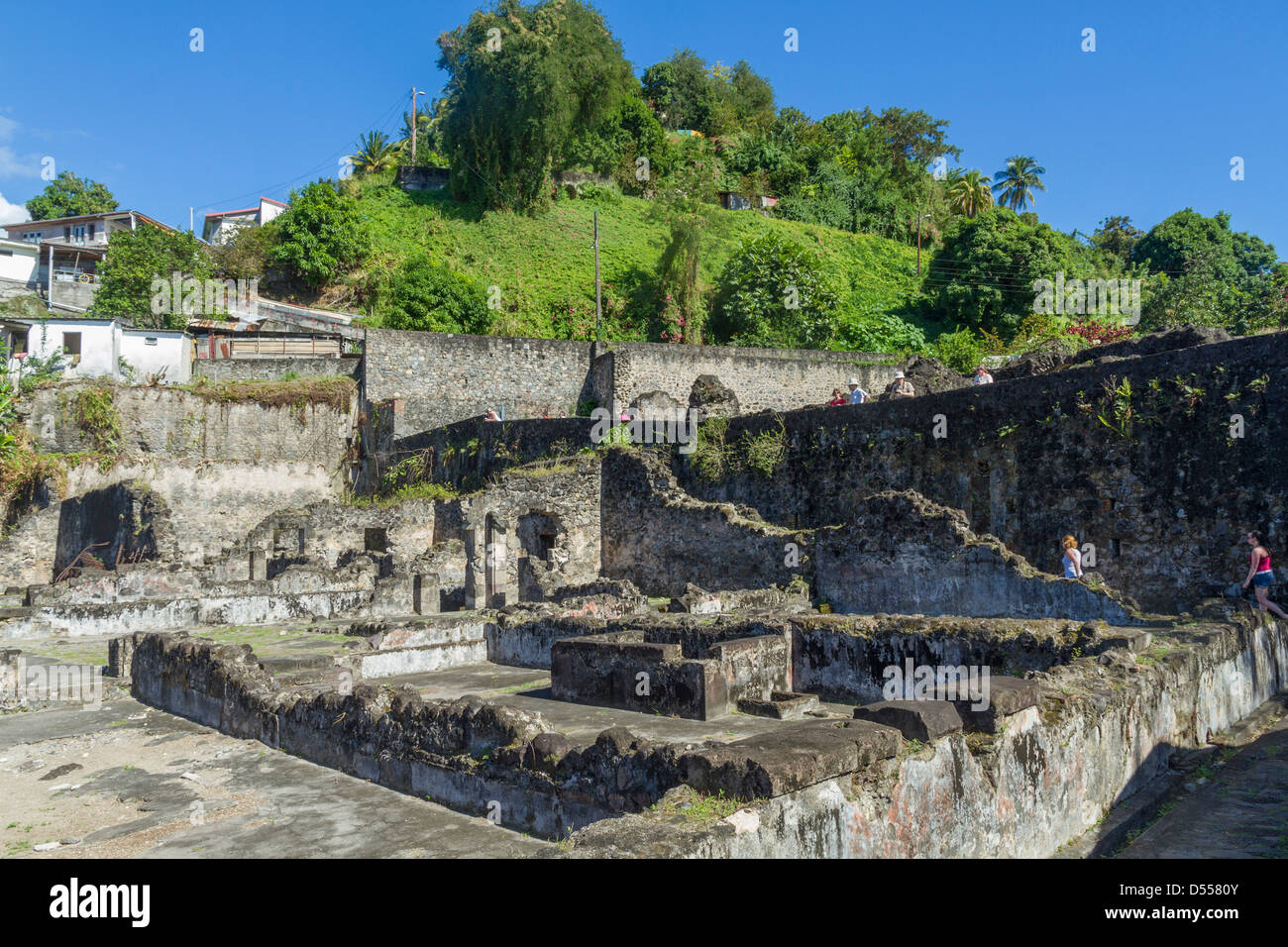 Martinique, St.Pierre, ruins of old city destroyed in 1902 eruption Stock Photo