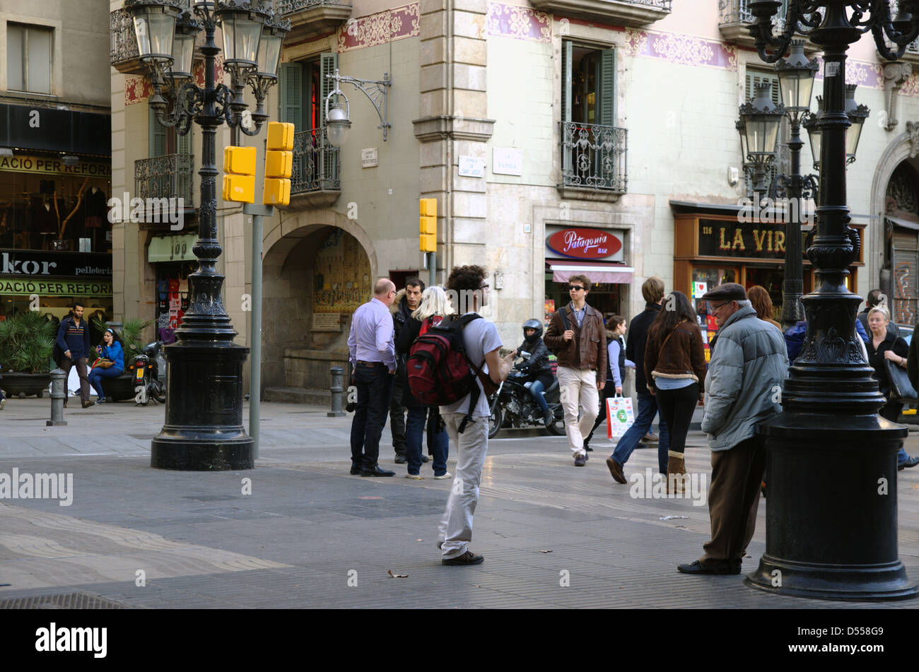 Ambient of Barcelona's Rambla any afternoon. Stock Photo