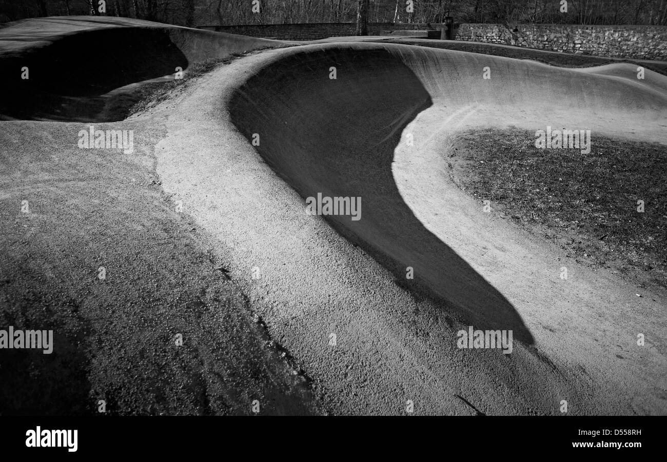 A BMX track curved corner, with shadow and highlight, exaggerating the organic form and line Stock Photo