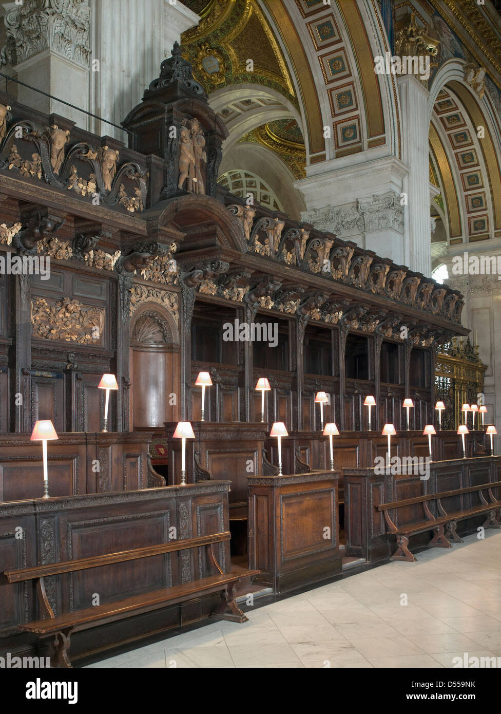 St Paul's choir or quire stalls Stock Photo