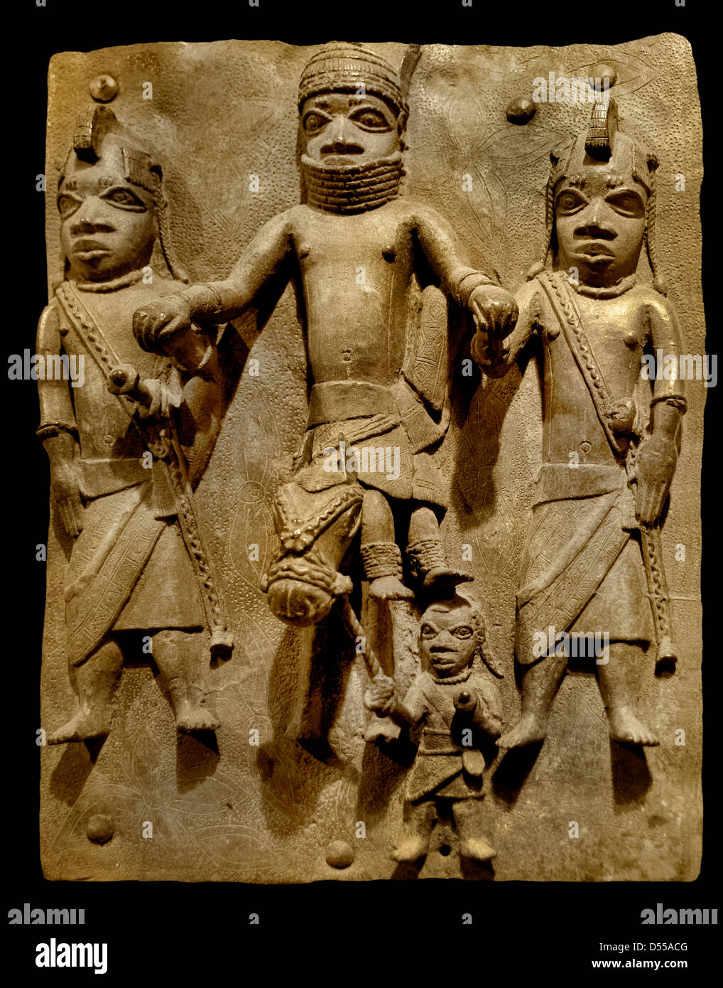 Bronze Brass plaque showing the Oba of Benin with attendants Edo ...