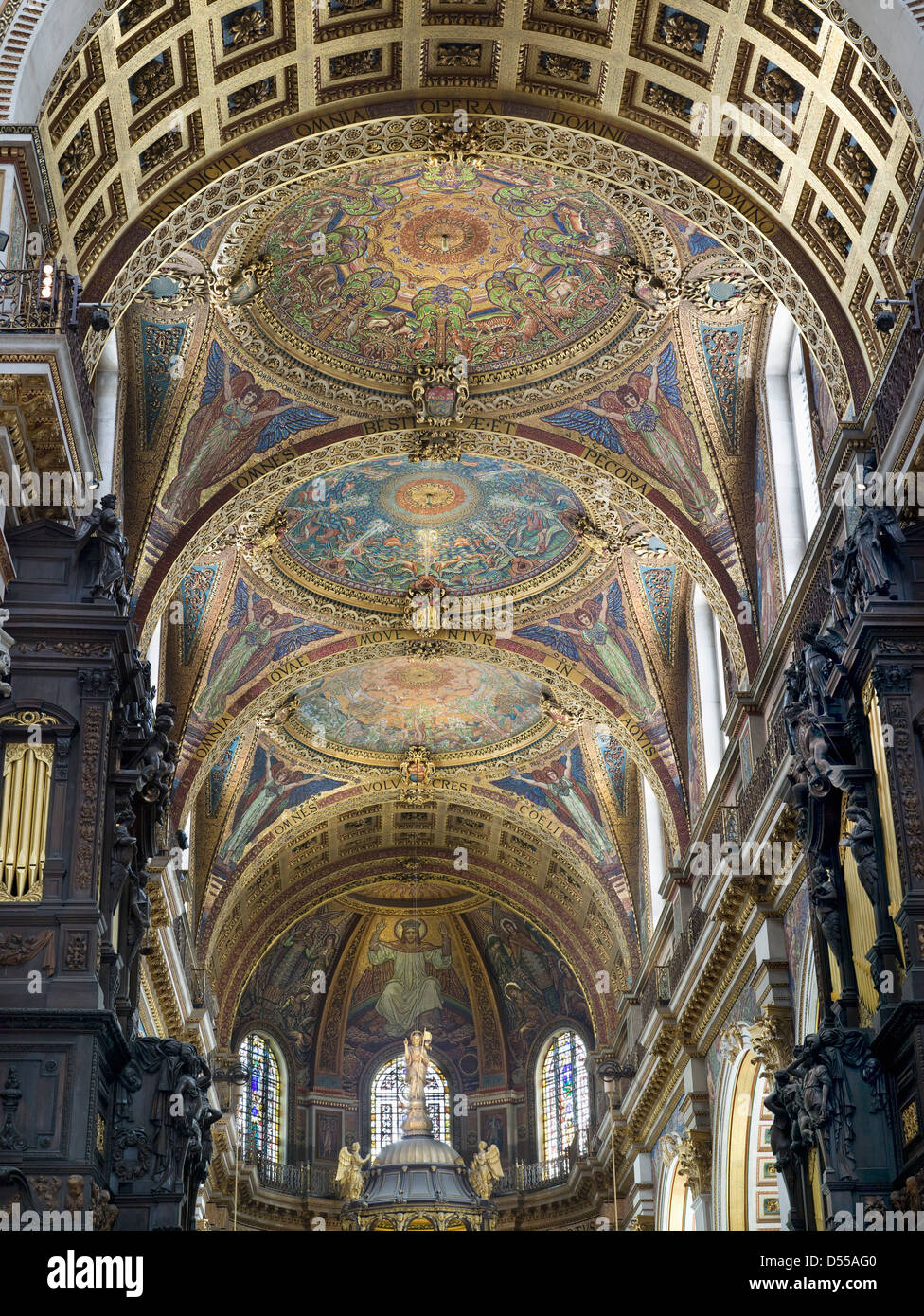 Saint Paul's Cathedral, London. Mosaics in the saucer domes of the quire or choir, Stock Photo