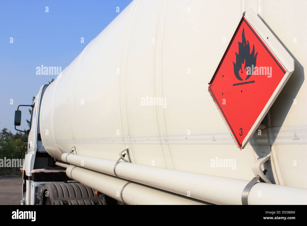Fuel and flammable liquid tanker truck Stock Photo