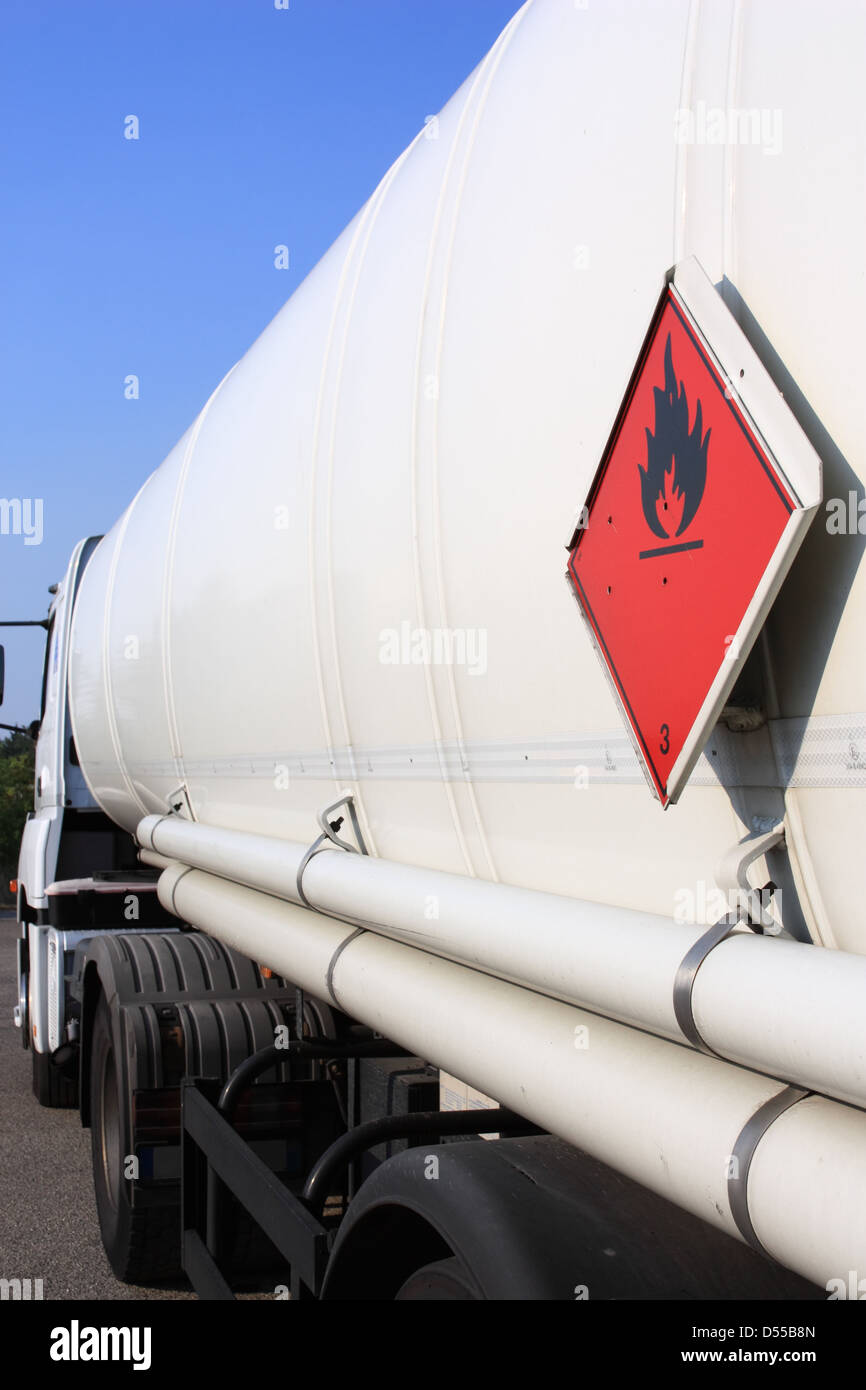 Fuel and flammable liquid tanker truck Stock Photo Alamy