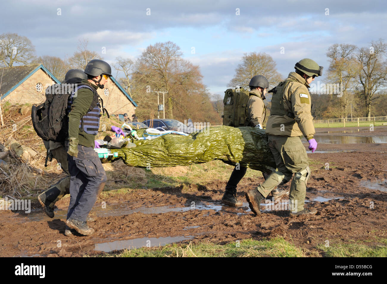 British Special forces Medics training in Wales Stock Photo