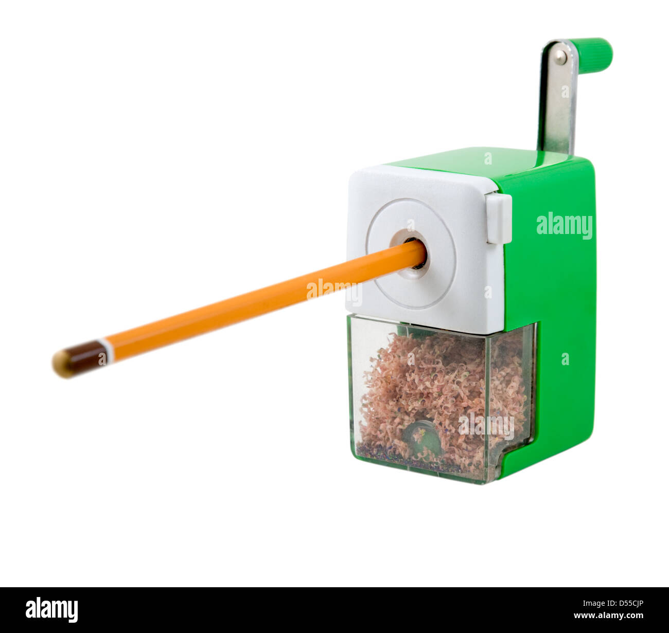 Pencil-sharpener is photographed on the white background Stock Photo