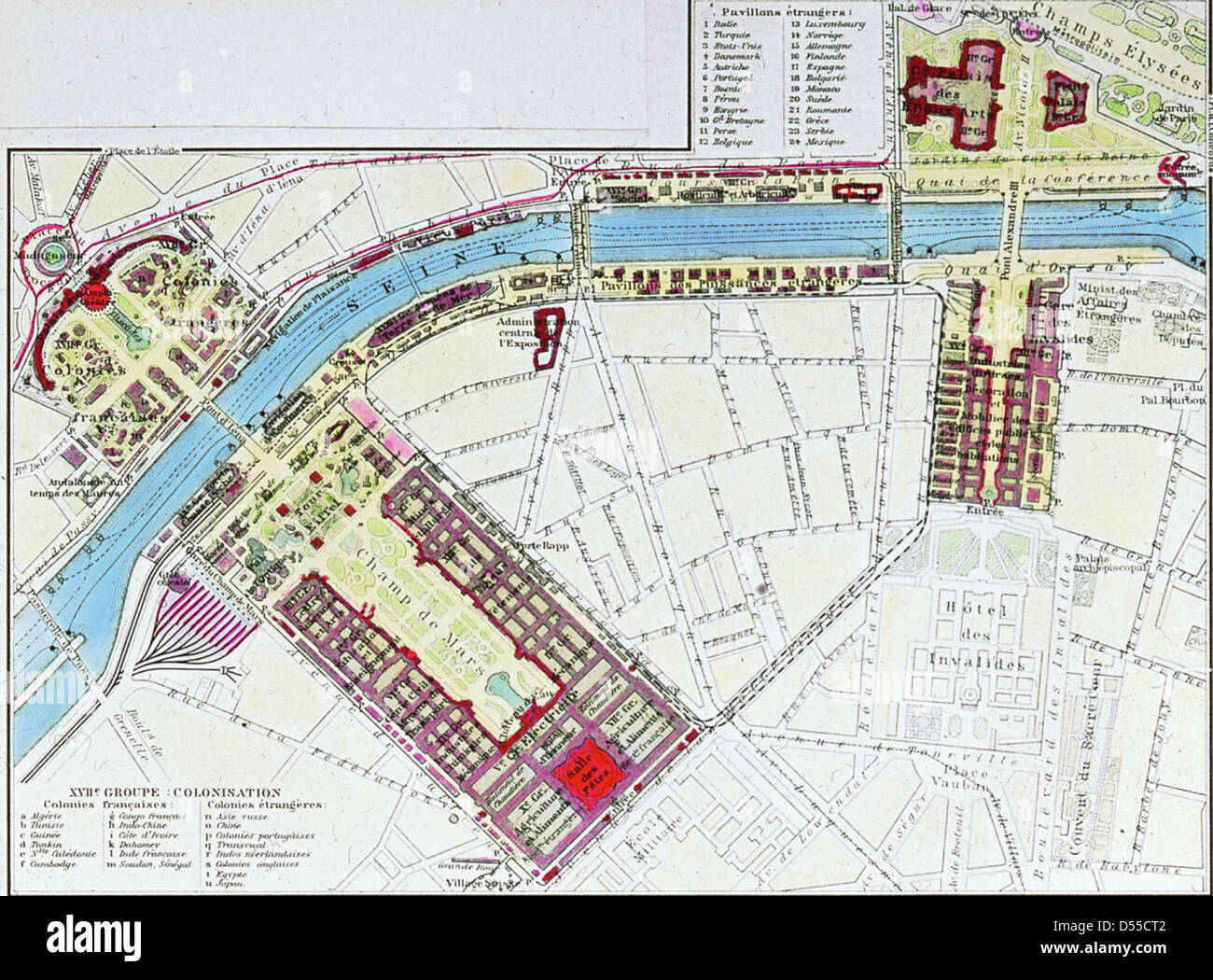 1900 Fontainebleau near Paris, France map. Antique. Château de  Fontainebleau.