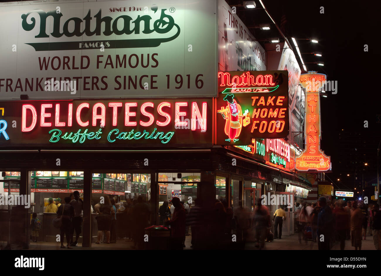 Nathans coney island night hi-res stock photography and images - Alamy