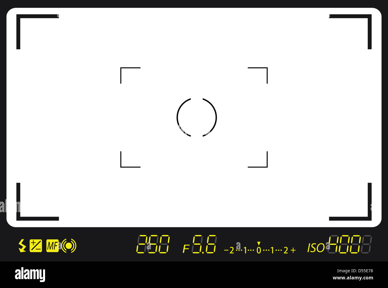 camera viewfinder with exposure and camera settings Stock Photo Alamy