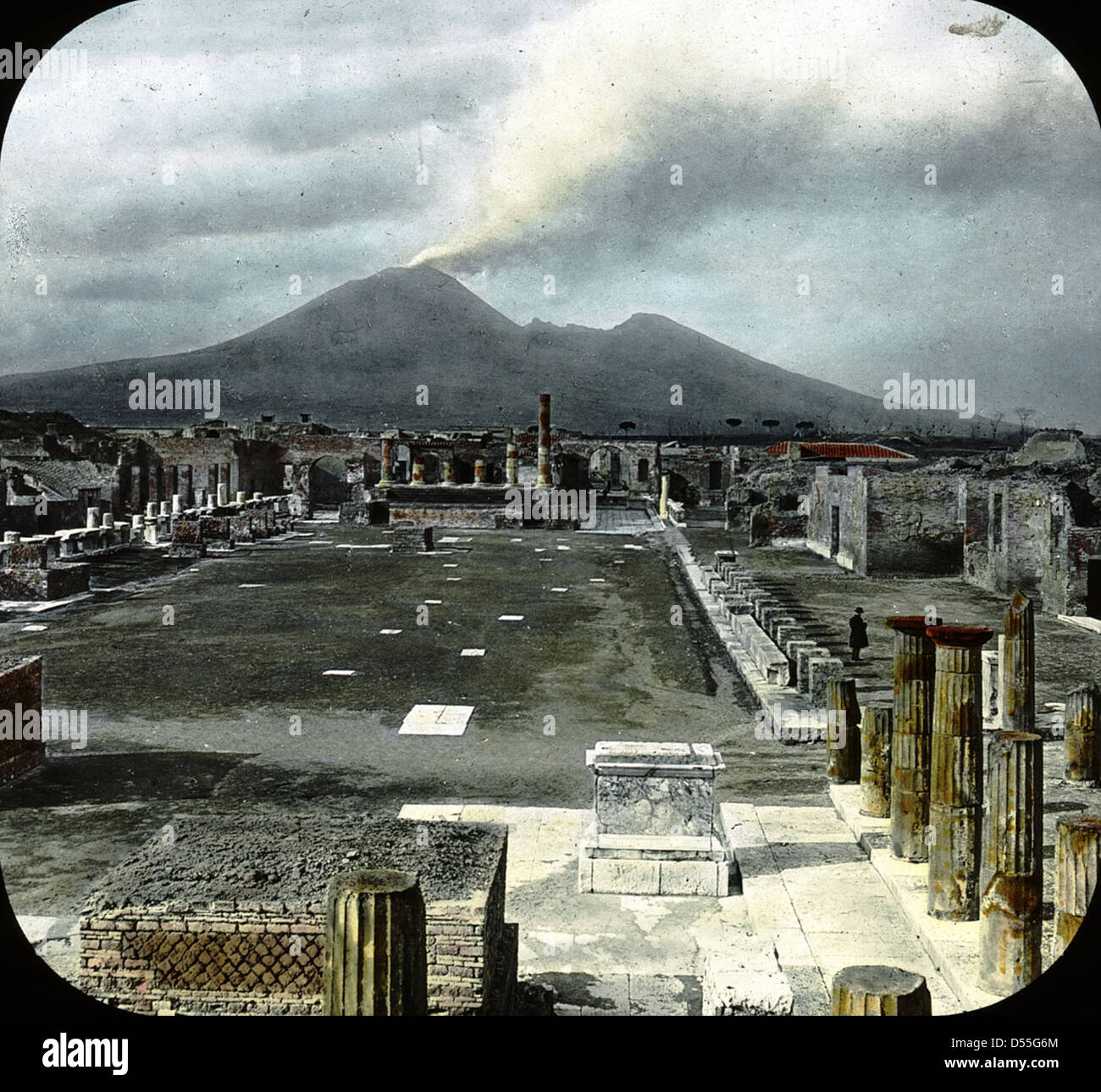 Pompeii: Forum and Vesuvius, Pompeii. Stock Photo