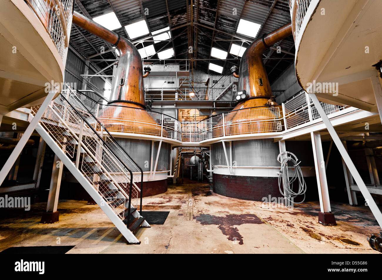 Interior shots of the Ben Nevis distillery stills safe and vats Stock