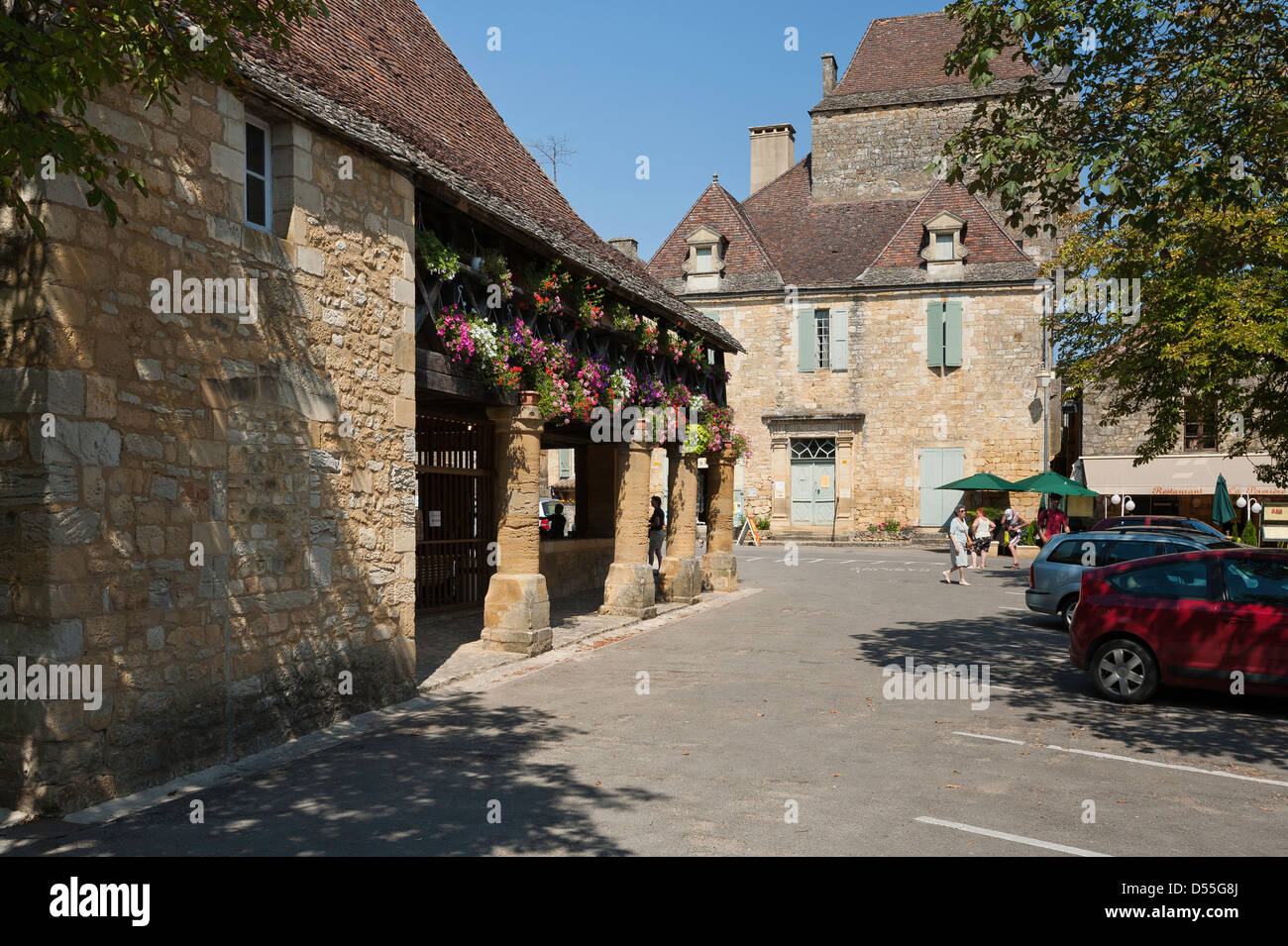Market place, Domme, France Stock Photo Alamy