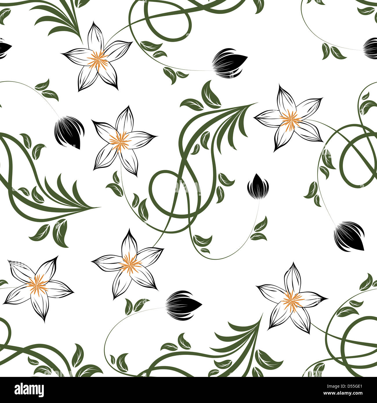 Seamless vector floral pattern Stock Photo - Alamy