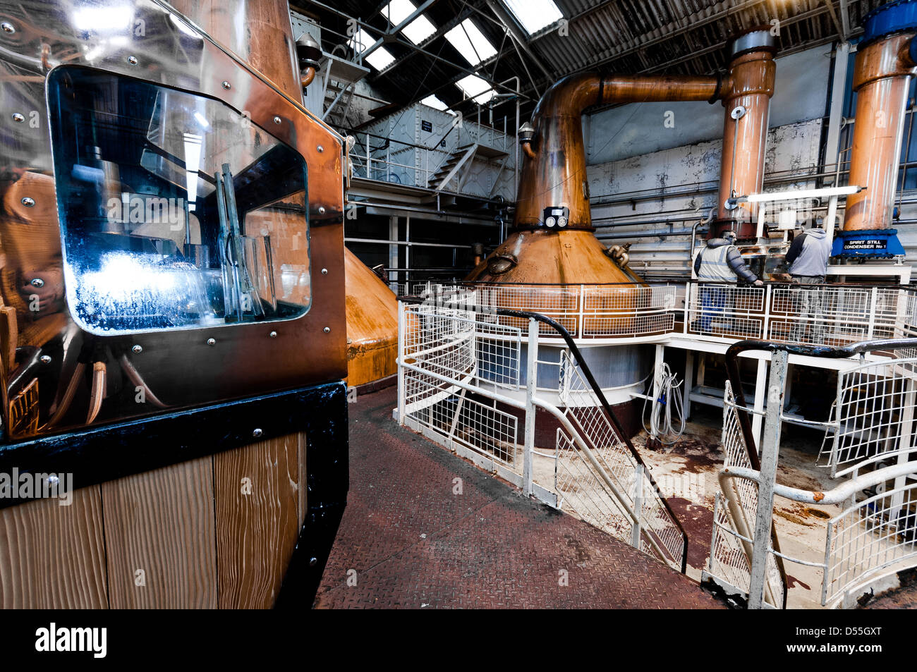 Interior shots of the Ben Nevis distillery stills safe and vats Stock Photo