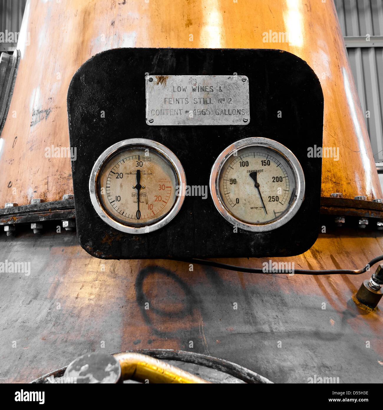 Interior shots of the Ben Nevis distillery stills safe and vats Stock