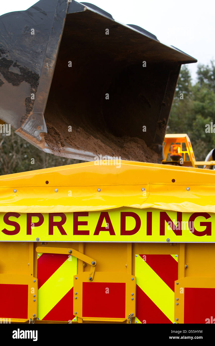 Grit trucks ready for the winter weather at the Amey depot near Coatbridge, Lanarkshire Stock