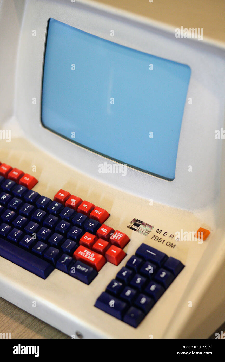 Warsaw, Poland, a MERA 7951 OM computer with monitor and keyboard Stock ...