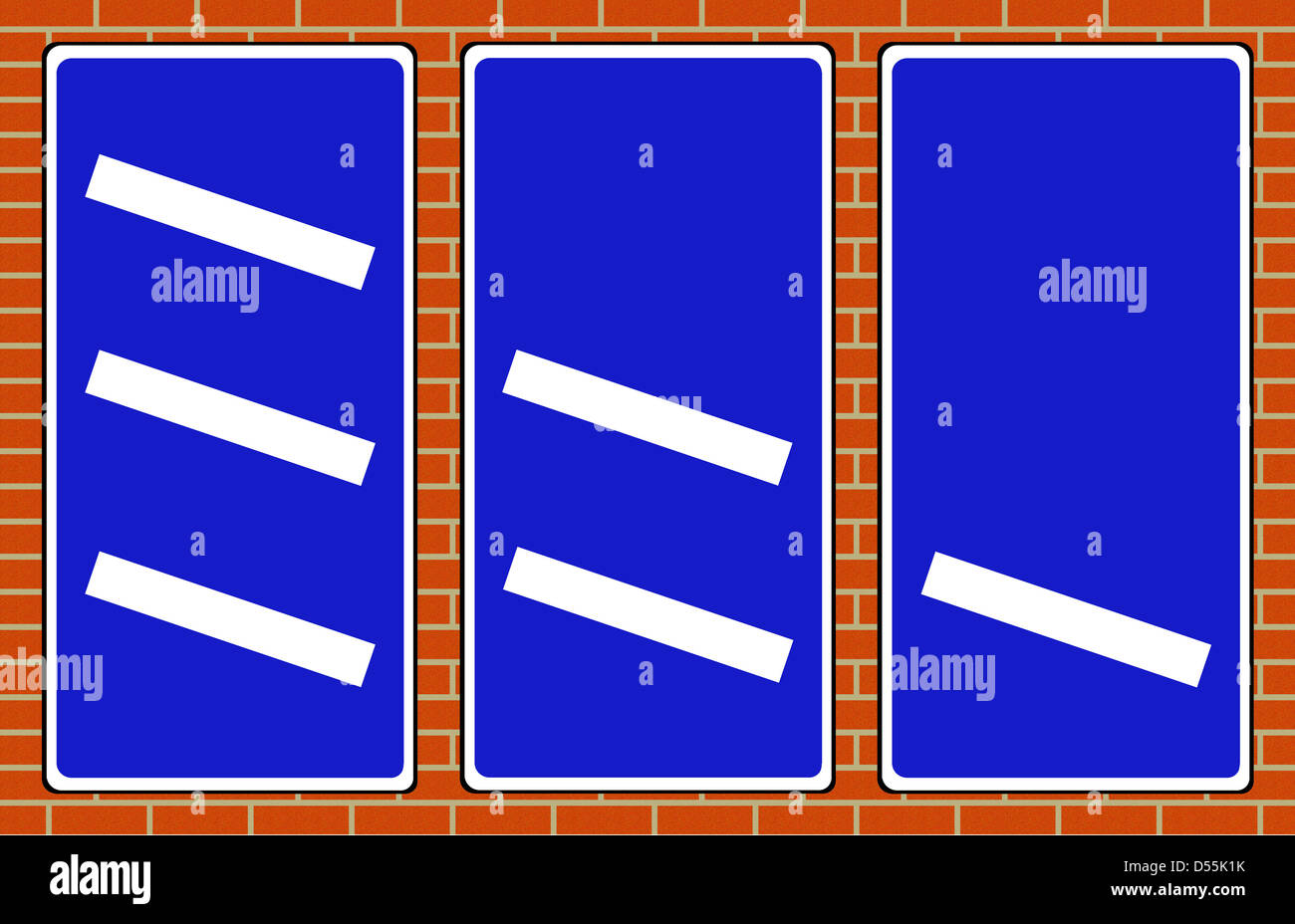 Motorway countdown markers to a slip road on a dual carriageway sign Stock Photo