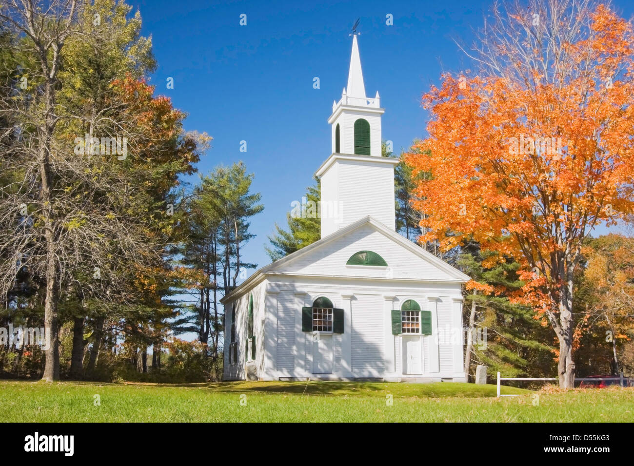 Old country church in fall Maine Stock Photo Alamy