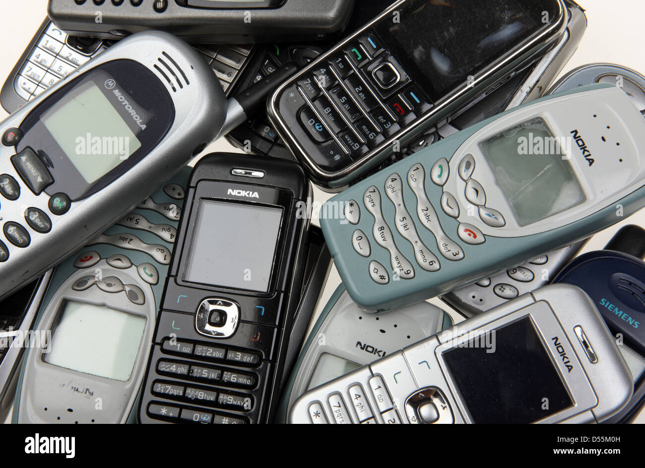 Berlin, Germany, on a pile of old cell phones Stock Photo