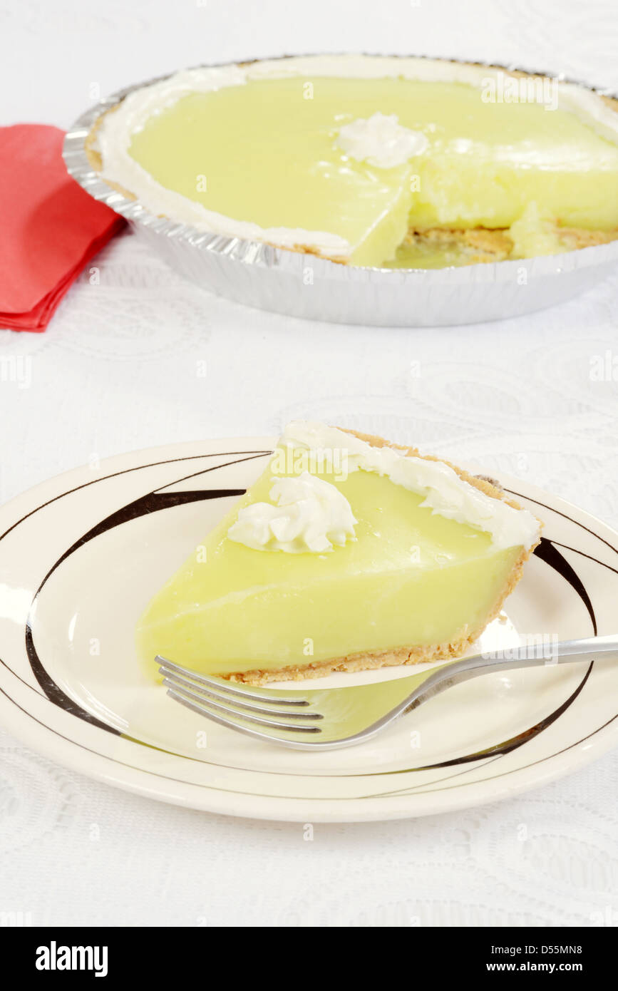 key lime pie with a fork Stock Photo Alamy