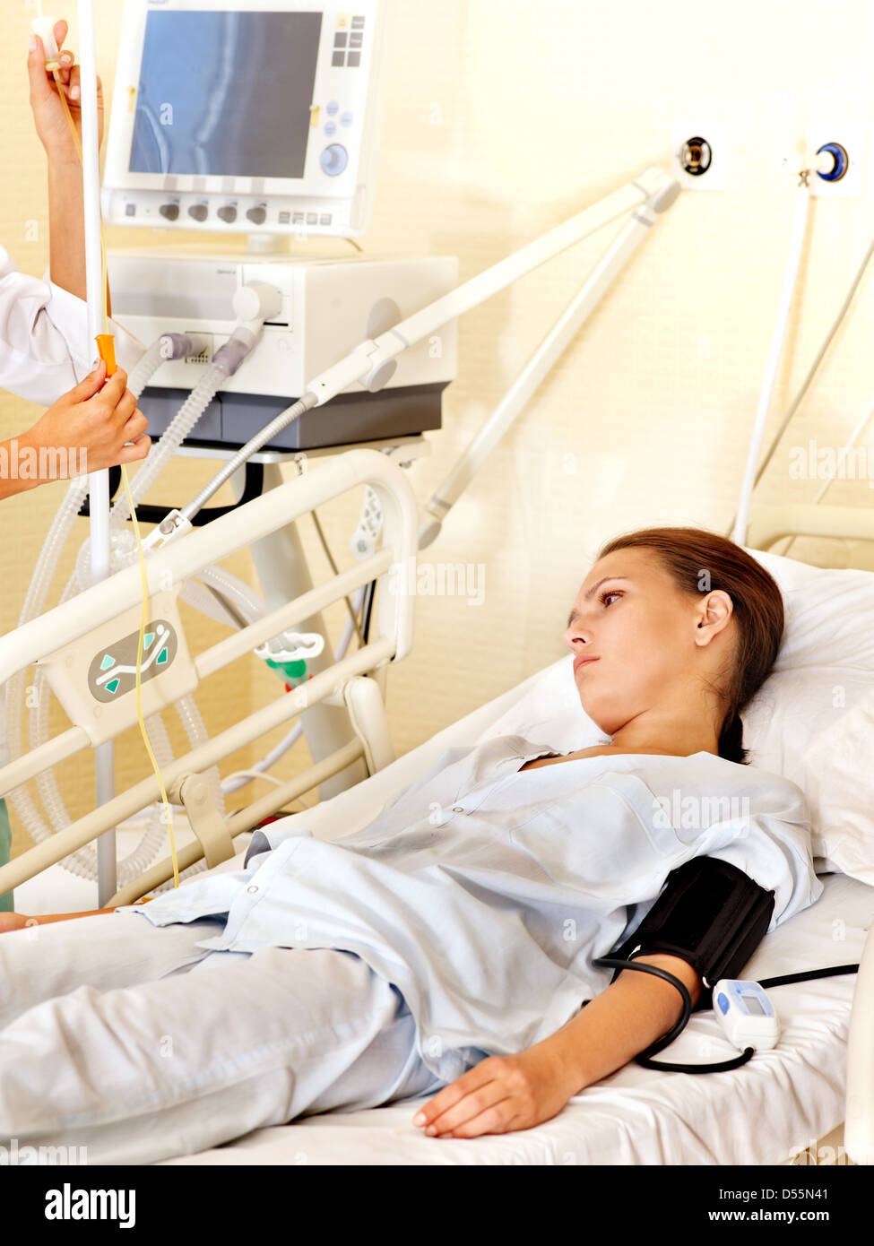 Sick patient on gurney in operating room Stock Photo Alamy