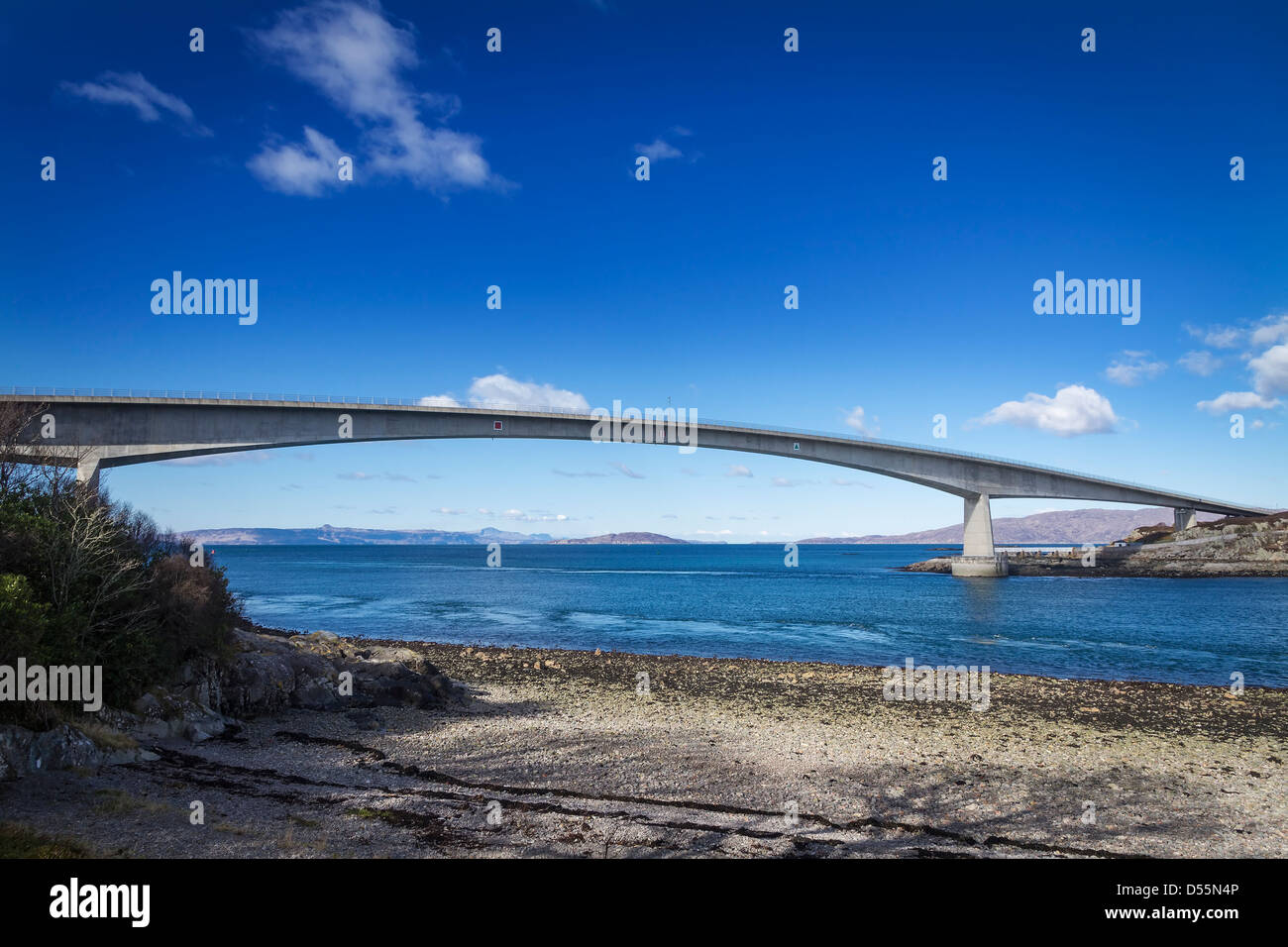 The Skye Bridge over Loch Alsh connecting mainland Highland Scotland with the Isle of Skye. Stock Photo