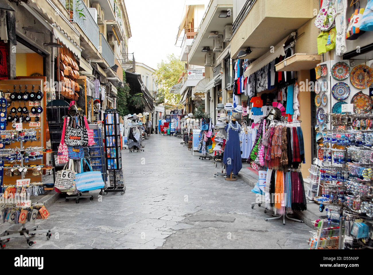 Shopping street in the Old Town of Plaka in Athens, Greece Stock Photo Alamy