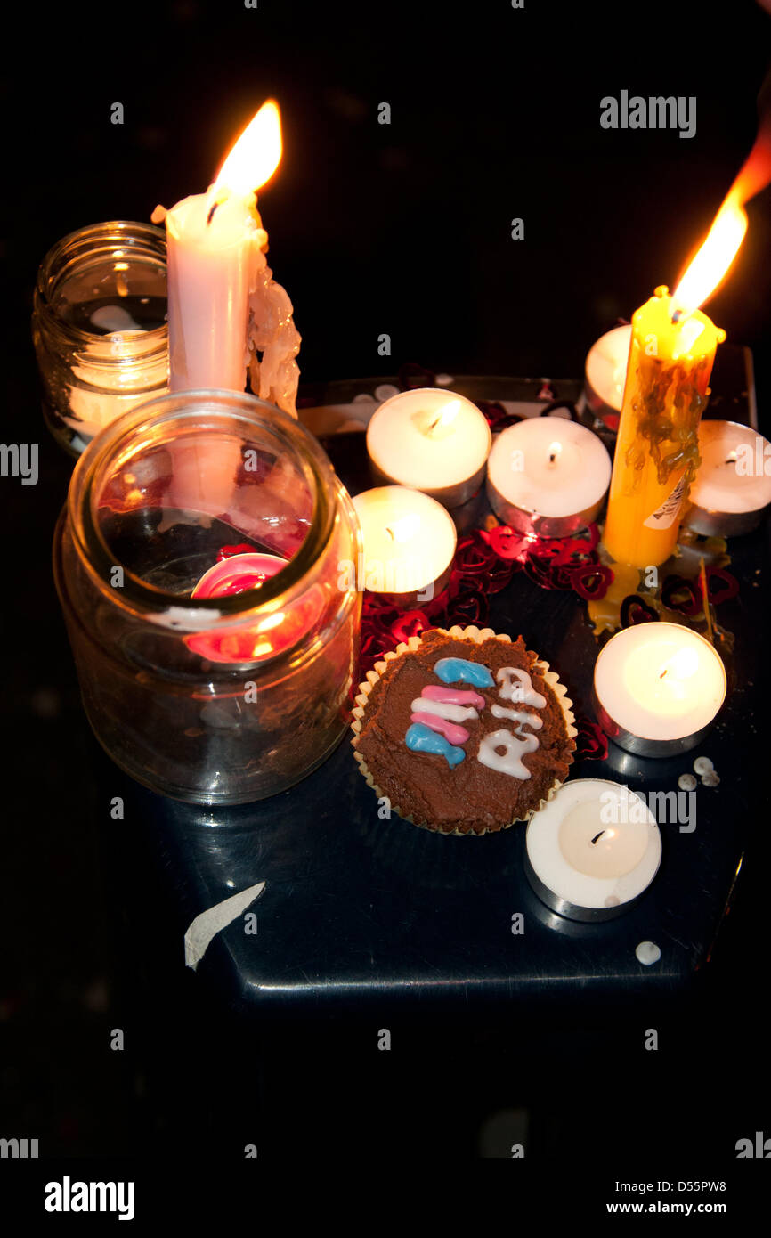 Vigil candle lit candles shrine rip hires stock photography and images
