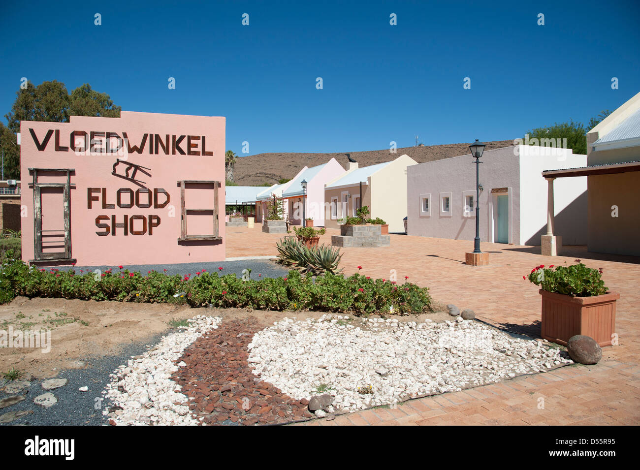 The Flood shop selling products made from flood wood in Laingsburg in the Karoo region of South Africa famous town Stock Photo