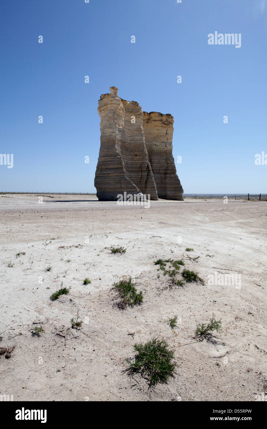 Rock formations on a landscape, Monument Rocks, Gove County, Kansas, USA Stock Photo