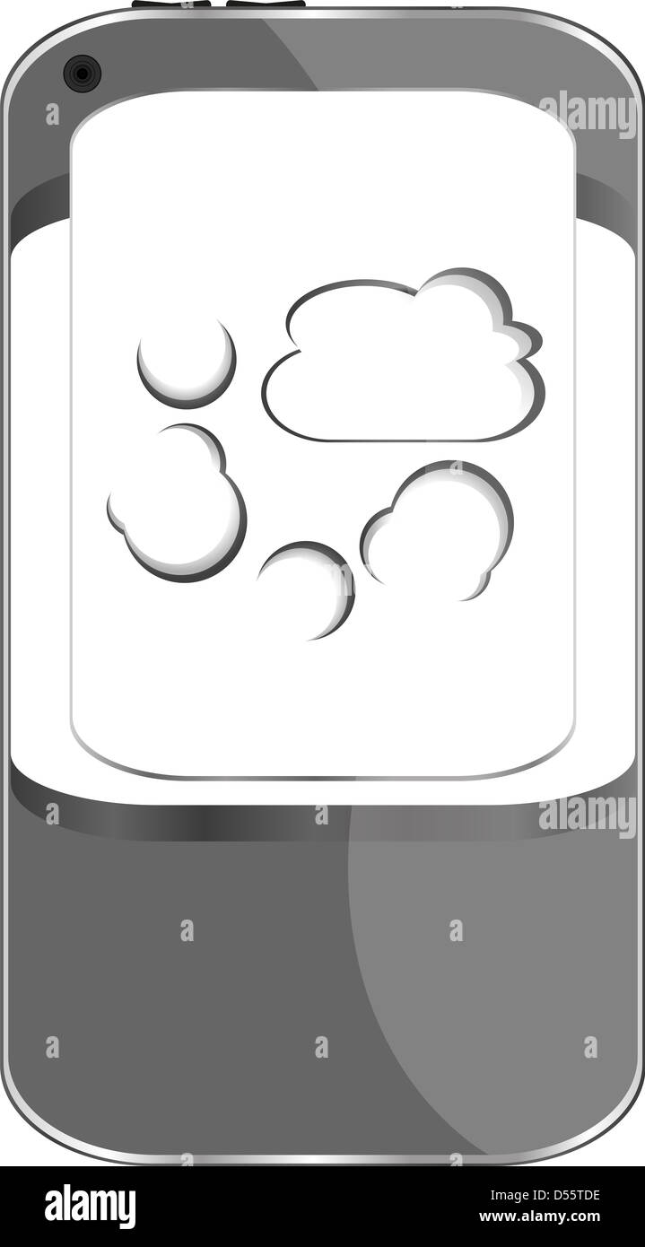 Mobile phone with a cloudy sky on the screen Stock Photo