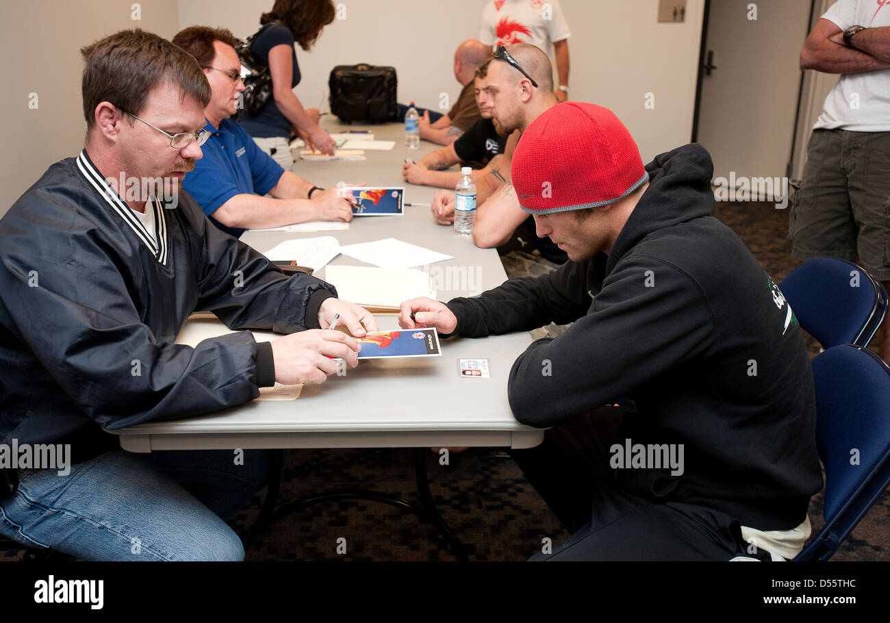 MMA fighter registering with Washington State Licensing to compete in event. Stock Photo