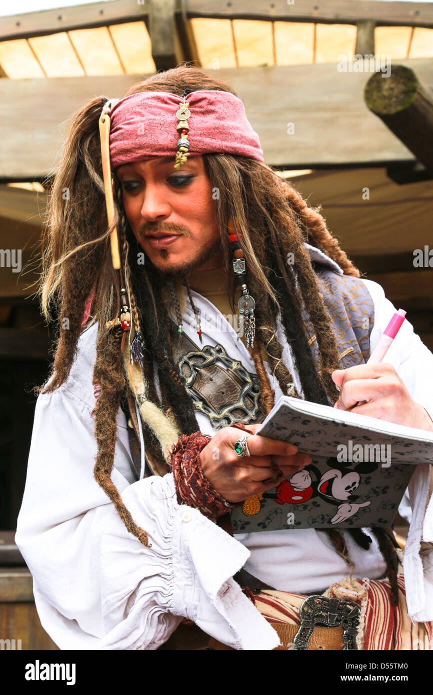 Captain Jack Sparrow of Pirates of The Caribbean, Disneyland Paris Stock Photo