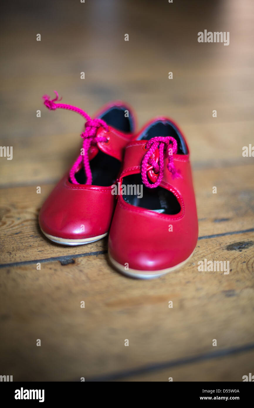 Child's Red Tap Shoes Stock Photo